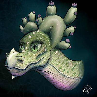 Dractus - Cactus Dragon digital illustration digital paint illustration