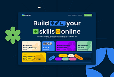 StudyHub Virtual Learning Platform branding color education hero page learning online tech ui virtual