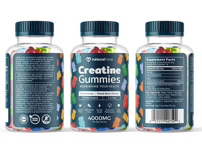 Creatine Gummies Label Design Template creatine creatine gummies design graphic design gummies label label design packaging