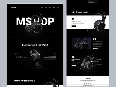 Unique Landing Page Ft. Headphone 3d animation branding figma graphic design headphone website landing page logo ui uiux unique design