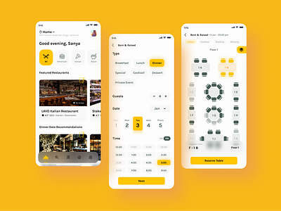 Dinein - Table Reservation App figma food mobile app reservation restaurant table booking ui