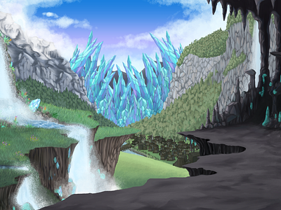 Valley of the Crystalsmiths v.1 (2021) 2d 2dart 2ddrawing 2dillustration 2dpainting clipstudio clipstudiopaint conceptart design digitaldrawing digitalillustration digitalpainting fantasy fantasyconcept fantasylandscape illustration landscapeconcept