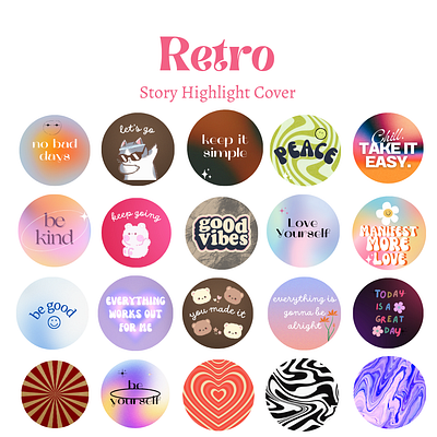 Gradient Retro Instagram Highlight Cover Icons cover etsy gradient gradient icon groovy highlight icon instagram instagram cover instagram highlight instagram highlight cover motivational motivational icon retro