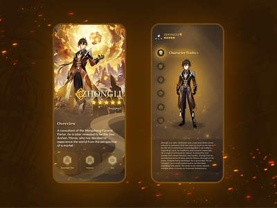 Character Guide - Genshin character guide figma genshin graphic design mobile ui