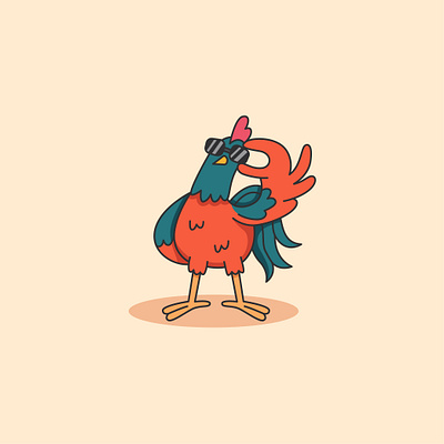 Cool Rooster animal branding cartoon cute design funny graphic design illustration logo ui