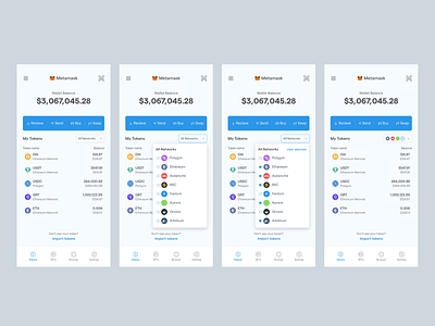 Metamask UX Redesign blockchain crypto list metamask modal nav table ui design wallet web3