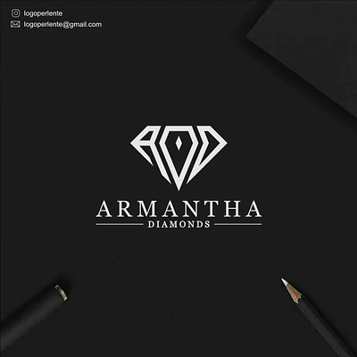 Armantha Diamonds logo design branding company logo design icon illustration initials jewelry jewelry logo lettering logo logo design logotype monogram symbol typography