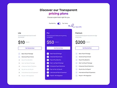 Payroll Pricing Page design figma ui ux