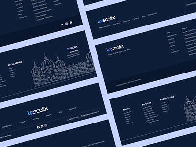 Footer - Design Exploration agency design desktop digital footer footer section footers link menu service ui ui design uiux upscalix ux website