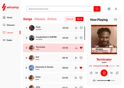 Winamp Music Player UI Redesign design desktop app music player redesign ui uiux ux