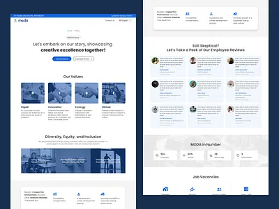 Moda Career - Story career career page company profile hiring process human capital human resource user interface web design