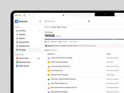 AI Integrated Cloud Storage Dashboard ai ai integrated ai integration artificial intelligence clean design cloud cloud storage dashboard document file management finder mockup saas saas dashboard storage ui ui design ui ux ux design web app