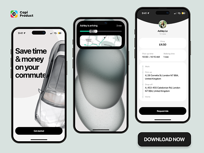 Car Pool App - Text Overlay Style app app design car pool car pool app design dynamic island iphone 15 mobile mobile app text overlay text overlay design ui ui design ui ux