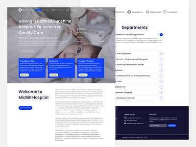 Sunshine Hospital - Hospital Landing Page Website blue health hospital landing page medical minimalist modern ui ui design ux web design