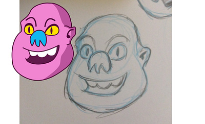 Alien head sketch affinit affinitydesigner character design graphite vector