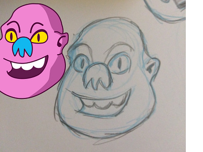 Alien head sketch affinit affinitydesigner character design graphite vector