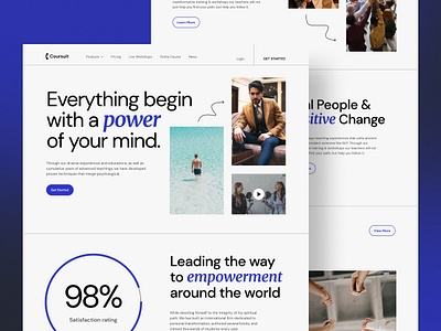 Coursuit - psychological landing page design homepage landing page layout mental health minimalist psychological visual typography web design website wellness