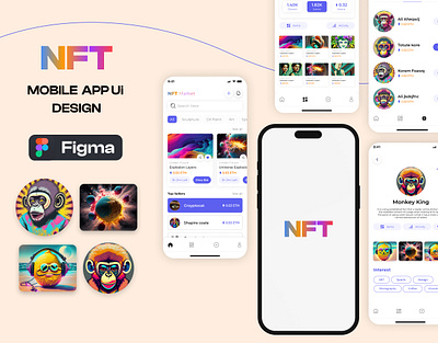 NFT Mobile App UI Design. appdesing branding figma graphic design mobile mobile app nft nft app nft mobile app design ui