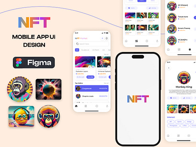 NFT Mobile App UI Design. appdesing branding figma graphic design mobile mobile app nft nft app nft mobile app design ui