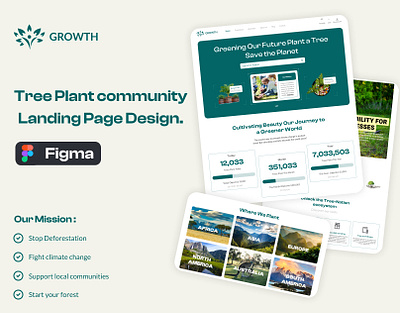 Tree Plant community Landing Page Design. app figma landing landing page page tree plant tree plant landingpage ui ux