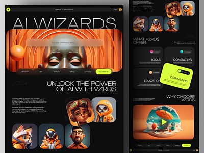 VZRDS - AI Artificial Intelligence Service Landing Page Website ai artificial intelligence assistant chat gpt company deep learning design home page intelligence landing page machine learning saas tech technology ui ux web web design website website design