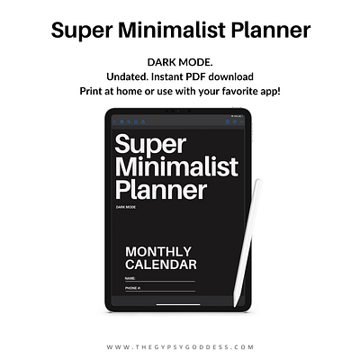 Super Minimalist Planner - Dark Mode black and white brainstorming digital calendar digital notes digital planner goodnotes meeting agenda meeting notes minimalist monthly monthly calendar noteshelf weekly yearly yearly overview