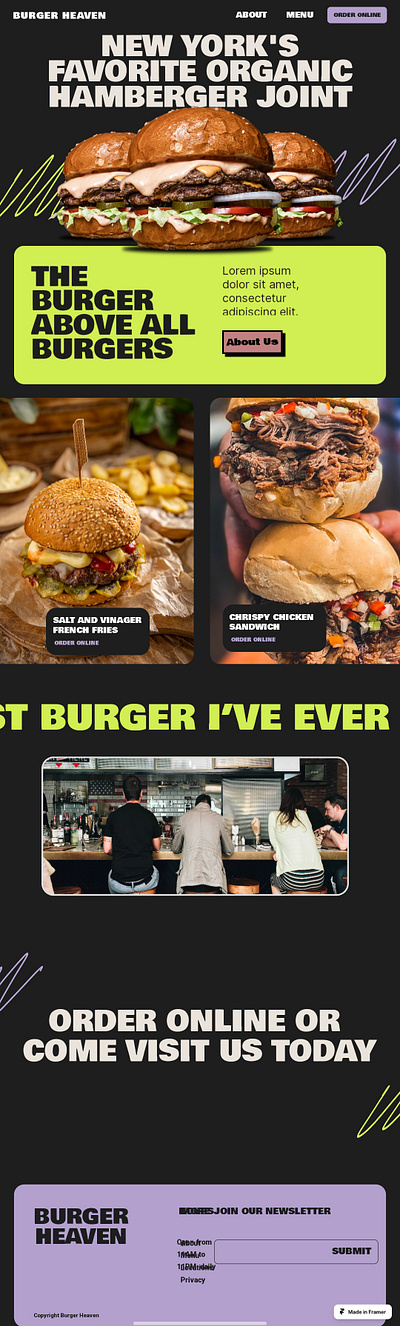 Burger Website website design
