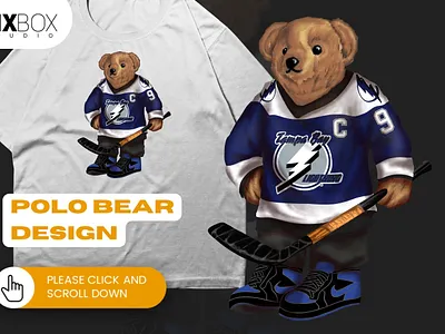 Streetwear Design Polo for T-Shirt - Polo Bear Hockey cartoon character clothing design graphic design illustration polo bear streetwear design tshirt design