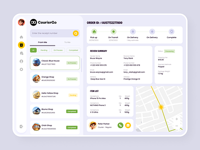 CourierGO | Delivery Service Dashboard app branding cargo dashboard delivery design homepage illustration logistics mobile package service shhipment shipping tracker tracker order ui ux website