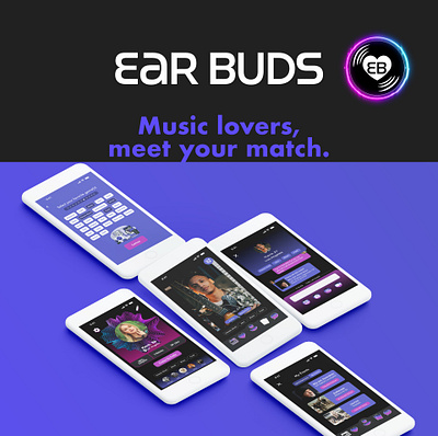 Ear Buds: Music-Based Dating App adobexd app branding dating app graphic design logo design mobile app design music app ui ui design user interface design ux ux design vector design