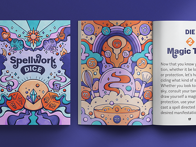 Spellwork Mini Kit Packaging & Editorial Illustration 70s book cover colorful editorial illustration groovy art illustration livelyscout magic maximalism packaging illustration procreate psychedelic retro spellbook spot illustrations symmetry vintage illustration witchcraft
