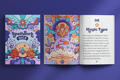 Spellwork Mini Kit Packaging & Editorial Illustration 70s book cover colorful editorial illustration groovy art illustration livelyscout magic maximalism packaging illustration procreate psychedelic retro spellbook spot illustrations symmetry vintage illustration witchcraft