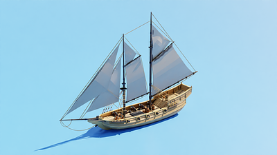Low poly Ship 3d 3d model animation blender character game art game asset