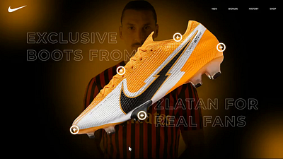 Сoncept of a one-page website about boots for Zlatan Ibrahimovic animation football ui uiux