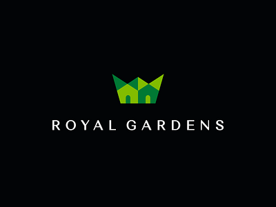 Royal Gardens apartment complex brand identity branding crown design emblem garden geometric graphic design house icon identity illustration logo logotype mark royal gardens simple symbol vector
