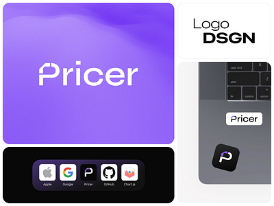 Pricer • Logo design app app icon bento brand brand identity branding clean colors design fintech gradient graphic design grid logo logo design logotype mockup noise sticker ui