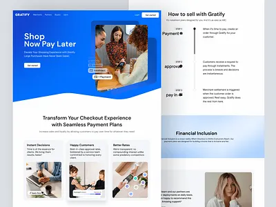 Gratify shop now pay later about us clean corporate design enterprise financial fintech framer illustration landing page minimal payments saas shop ui web web design web page webflow website
