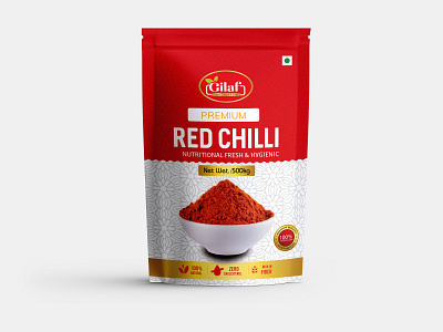 Gilaf Red Chilli Powder Pouch Design chilli chilli powder fmcg food indian kasmiri kasmiri chilli packaging pouch pouch design pouch packaging spices