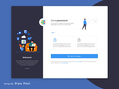 Sign In Screen - Drive Password app design branding decryption keys dipu paul dipupaul0101 figma google drive google drive login screen graphic design login login page modern login online storage company secure login security sign in sign in with google ui ui design web app