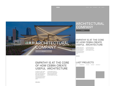Prototype architectural blue company composition concept design grey main page prototype ux webdesign