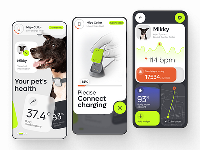 Migo Collar Concept App / UX Ui design animal app app for dog collar app dog health pet app concept pets health app ui ux