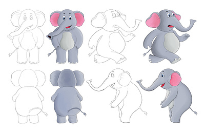 Elephant 2d design animation character design graphic design