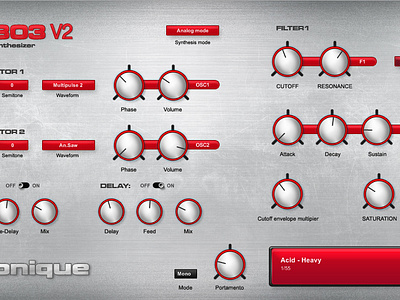 Alien 303 V2 by G-Sonique, UX UI GUI designer, VST synthesizer design graficky dizajner grafik gui machine piestany plugin slovakia slovensko software synthesizer ui ux vst