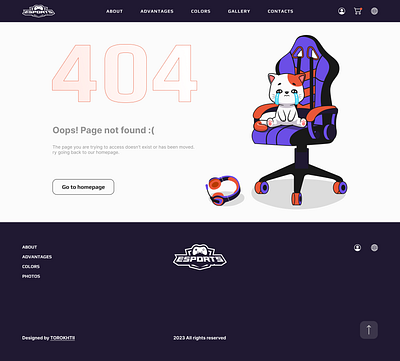 Page 404 design for web site Esports 404 branding design graphic design illustration logo ui vector