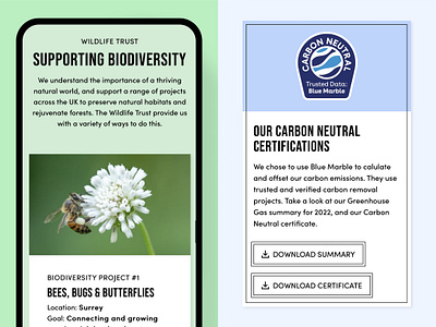 Frobishers - Sustainability Page graphic design sustainability ui web design
