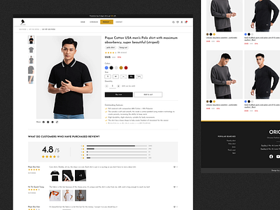 Oricano - Website selling clothes online basic black black anh yellow branding clean clothes design detail fashion flat graphic design minimal product product detail trend ui web website yellow