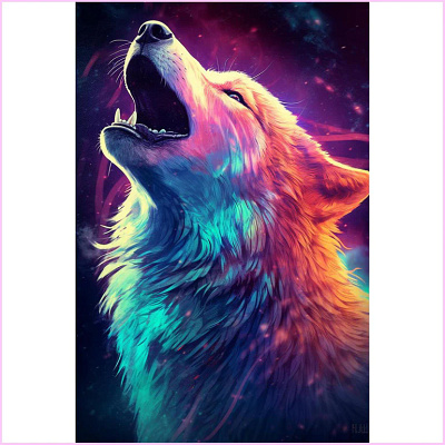 5D Mystic Astral Wolf Diamond Painting - Heartful Diamonds 5d diamond painting wolf diamond painting