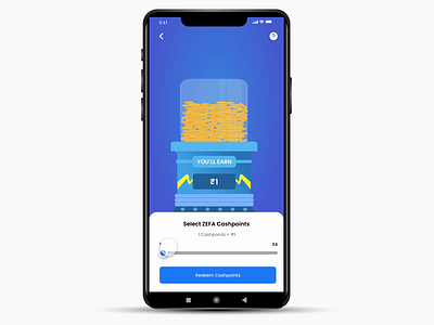 Creative Way To Show "Redeeming CashBack" UI UX Design animation app bank app cashback app cashback design cashback money cashback slider design coin design coins design finance finance illustration design illustration redeem cashback points redeem machine rewards design app page ui ux