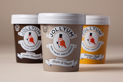 Jollyum Ice Cream Branding & Packaging brand branding dessert graphic design icecream logo logomark logomarque marque non dairy packaging typography