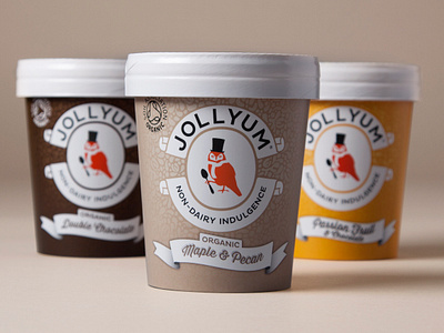 Jollyum Ice Cream Branding & Packaging brand branding dessert graphic design icecream logo logomark logomarque marque non dairy packaging typography